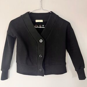 REtro Kids neutral gender Black Button-Up Cardigan with back writing